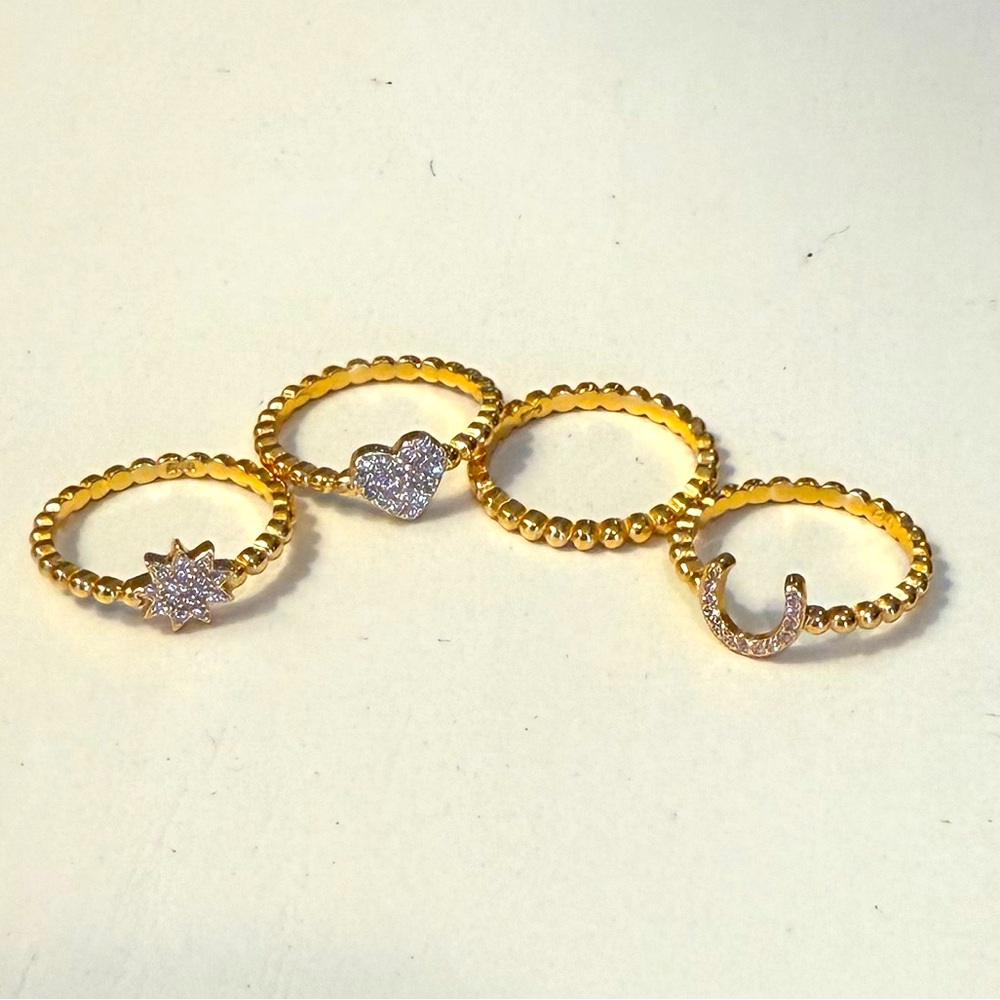 Stackable 18K Gold Plated Beaded Rings